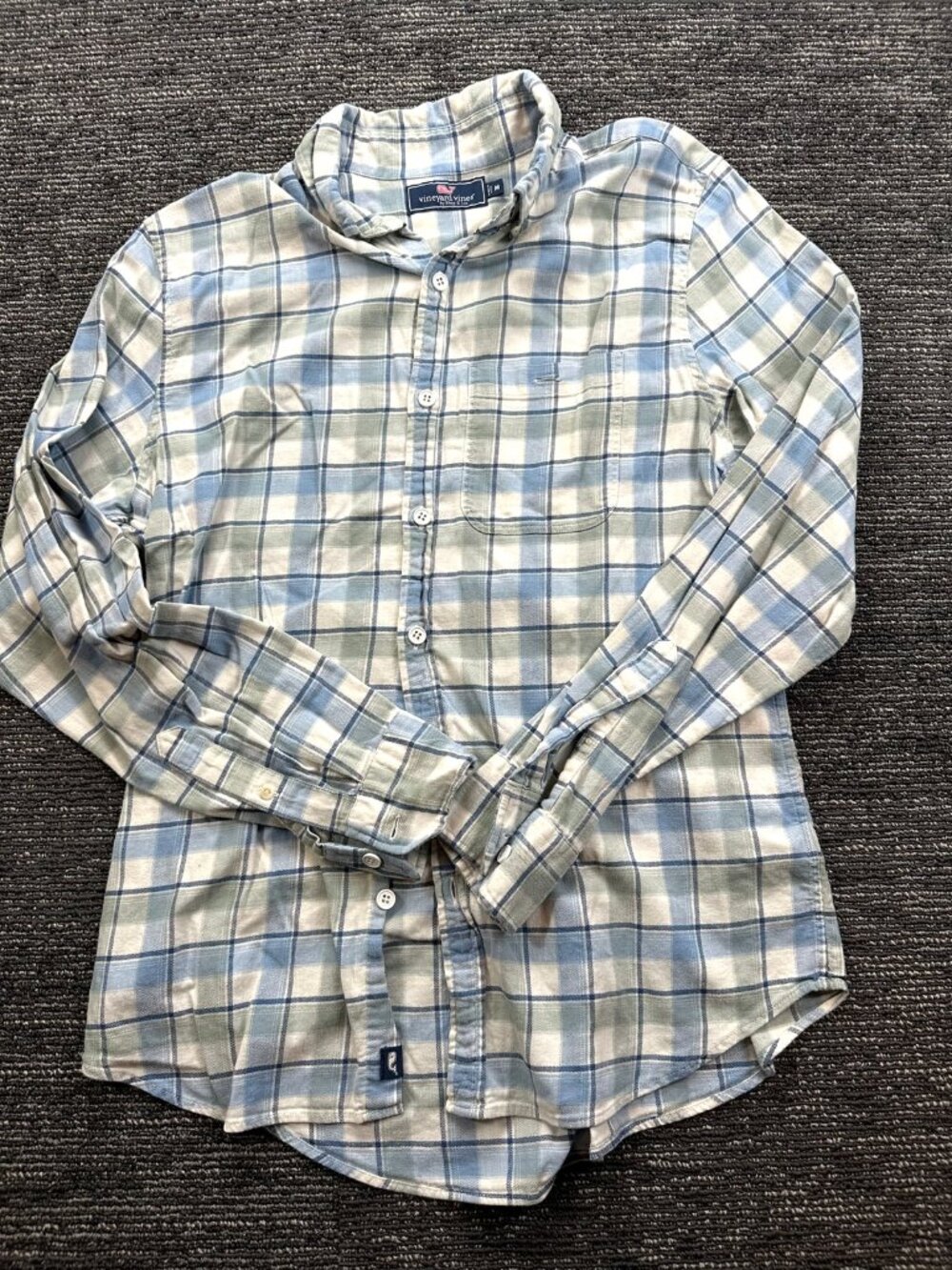 Vineyard Vines Mens M Blue Plaid Long Sleeve Button Down Shirt Cotton